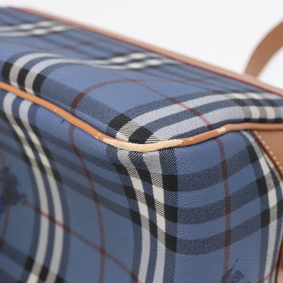 Burberry Nova Check Shoulder Bag Pvc Leather Blue Gold - Picture 13 of 16